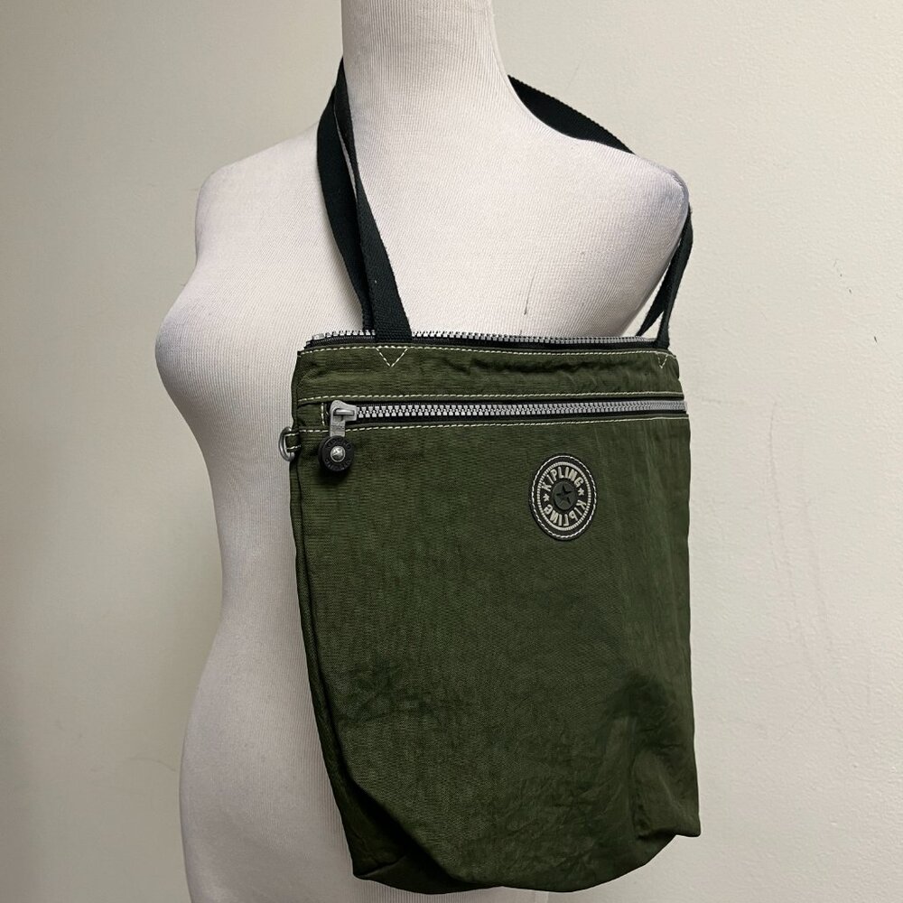 Kipling Army green zip bag tote zipper